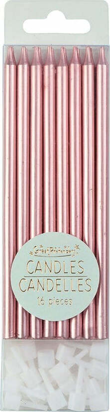 Tall Party Candles -  Metallic Pink