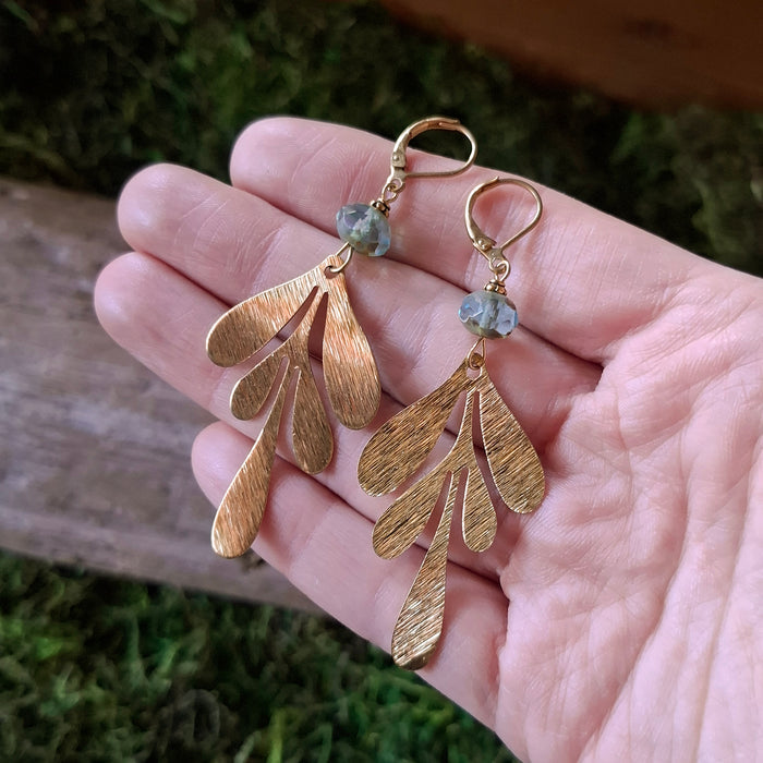 Talula Leaf Brass Earrings