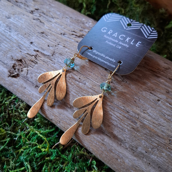 Talula Leaf Brass Earrings