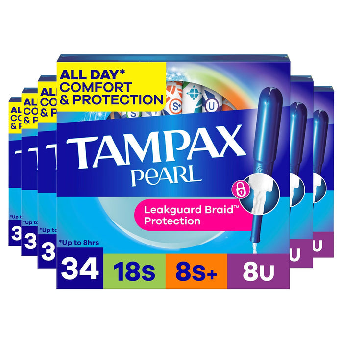 Tampax Pearl Triple Pack Super Super Plus & Ultra Unscented Tampons - 34 Ct - 6 Pack