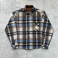 Tan Light Blue Long-Sleeved Flannel Shirt