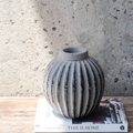 Tan Ribbed Vase 8.6"