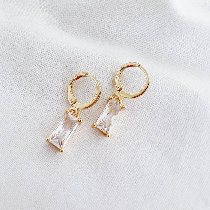 Taylor CZ Baguette Huggie Hoops Earrings Gold Filled