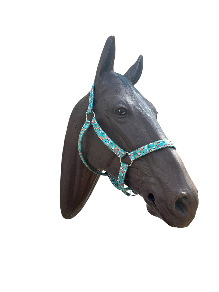 Teal Christmas Horse Halter