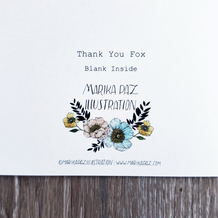 "Thank You" Grey Fox Greeting Card
