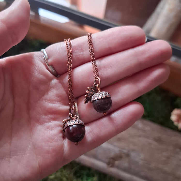 Tigers Eye Acorn Copper Necklace