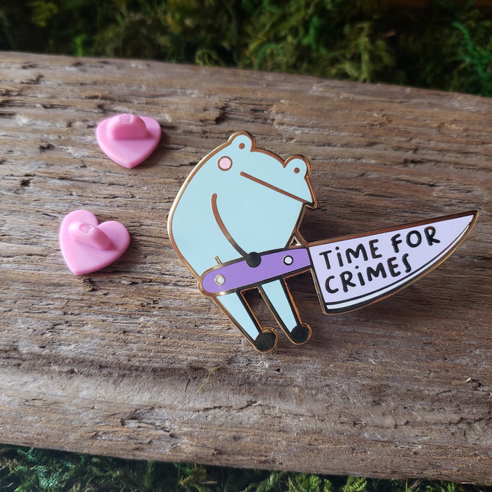 "Time for Crimes" Frog Enamel Pin