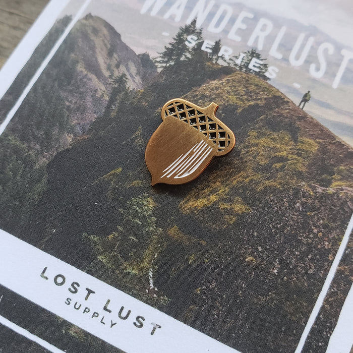 Tiny Brass Acorn Enamel Pin