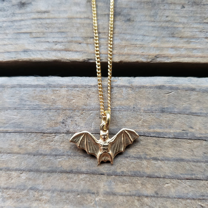 Tiny Brass Bat Pendant