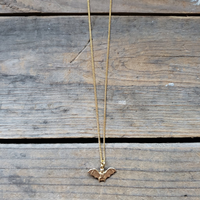 Tiny Brass Bat Pendant