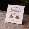 Tiny Brass Bird Stud Earrings