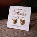 Tiny Brass Cat Stud Earrings