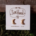 Tiny Brass Crescent Moon Stud Earrings