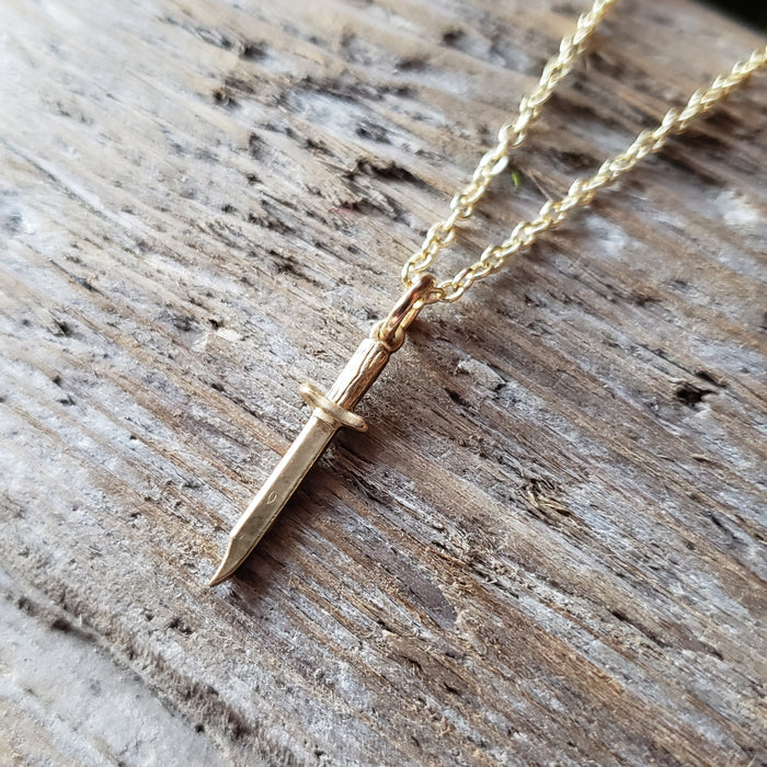 Tiny Brass Dagger Pendant