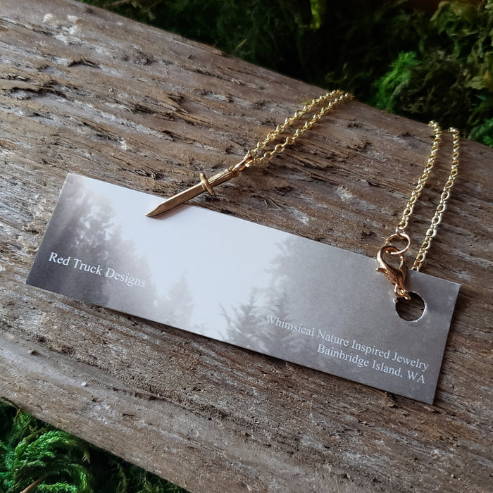 Tiny Brass Dagger Pendant
