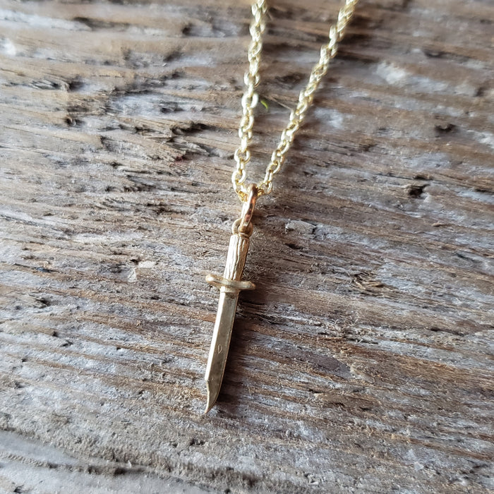 Tiny Brass Dagger Pendant