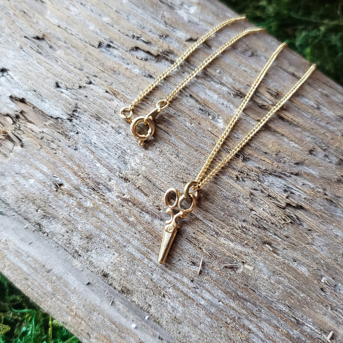 Tiny Brass Scissors Pendant