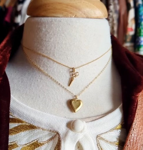Tiny Brass Scissors Pendant