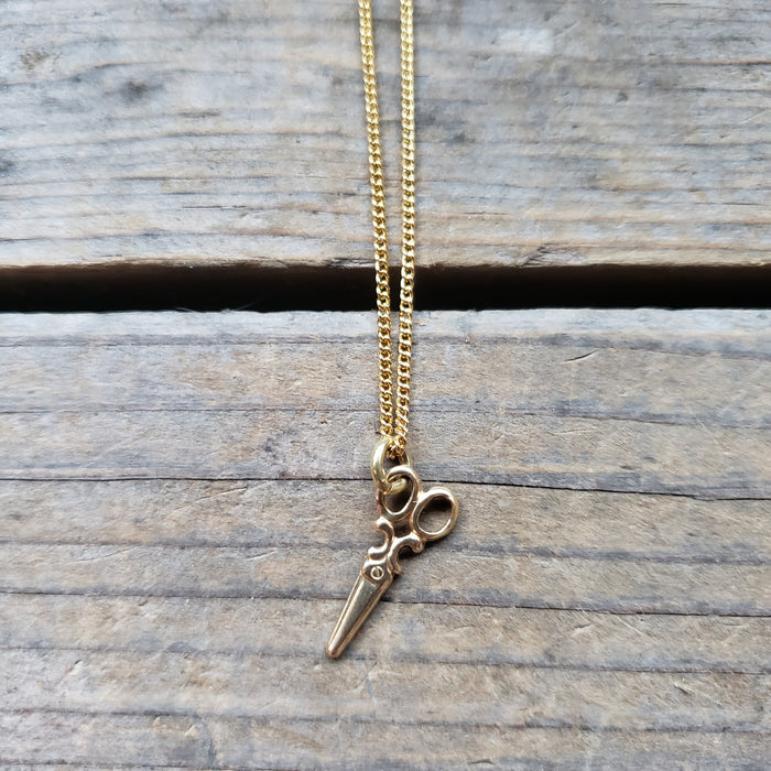 Tiny Brass Scissors Pendant