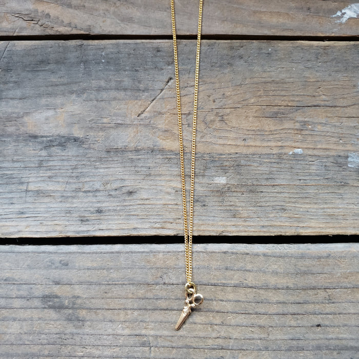 Tiny Brass Scissors Pendant
