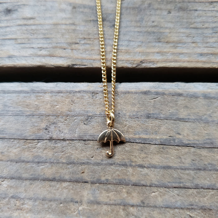 Tiny Brass Umbrella Pendant