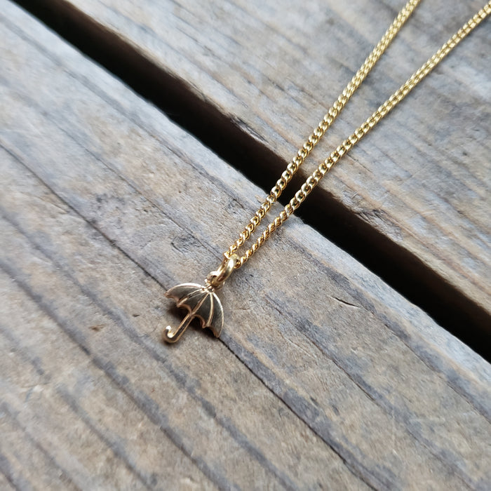 Tiny Brass Umbrella Pendant