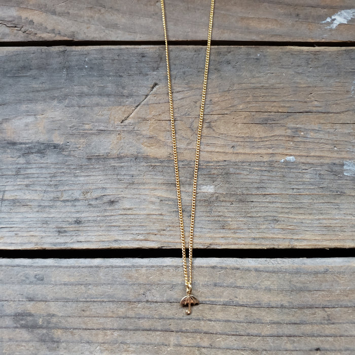 Tiny Brass Umbrella Pendant