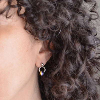 Tiny Chainmail Pride Flag Earrings