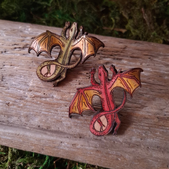 Tiny Dragon Leather Brooch