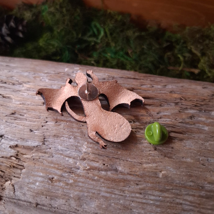 Tiny Dragon Leather Brooch
