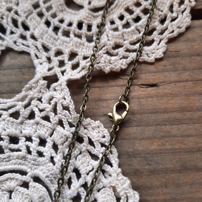 Tiny Embroidered Fern Leaf Necklace