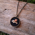 Tiny Embroidered Hedgehog Necklace