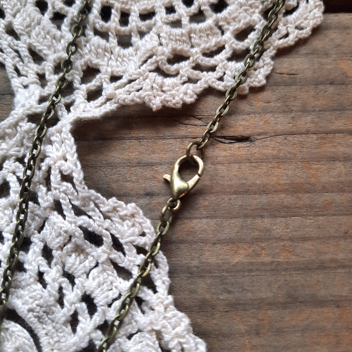 Tiny Embroidered Pink Rose Necklace