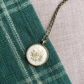 Tiny Embroidered White Wildflower Necklace