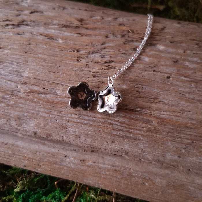 Tiny Silver Flower Vintage Locket