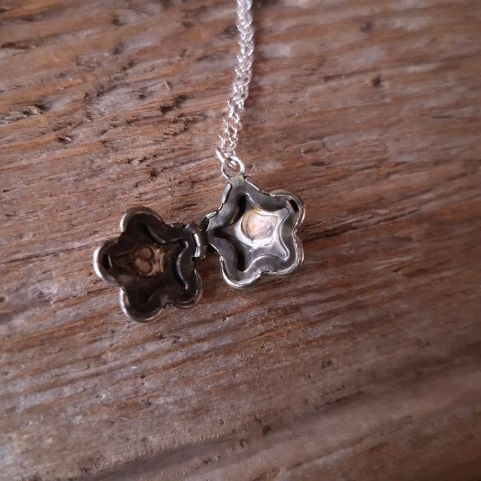 Tiny Silver Flower Vintage Locket