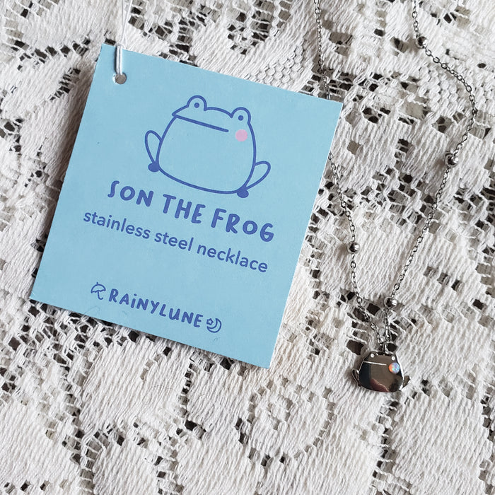 Tiny Stainless Steel Frog Necklace