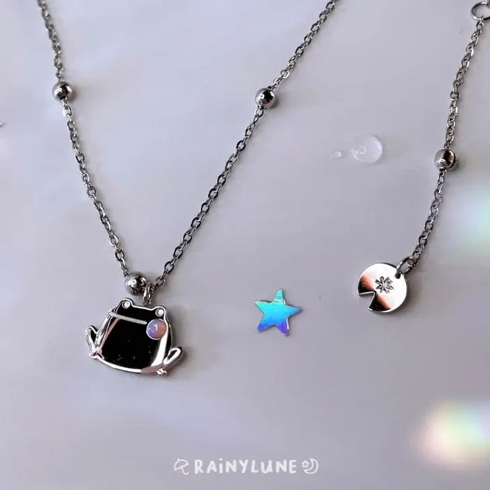 Tiny Stainless Steel Frog Necklace