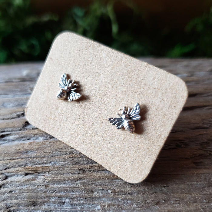 Tiny Sterling Silver Bee Studs