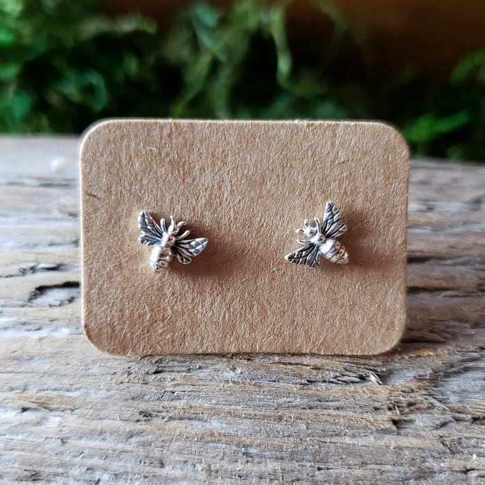 Tiny Sterling Silver Bee Studs
