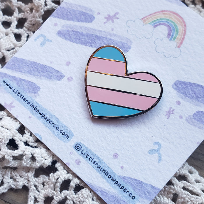 Trans Heart Enamel Pin