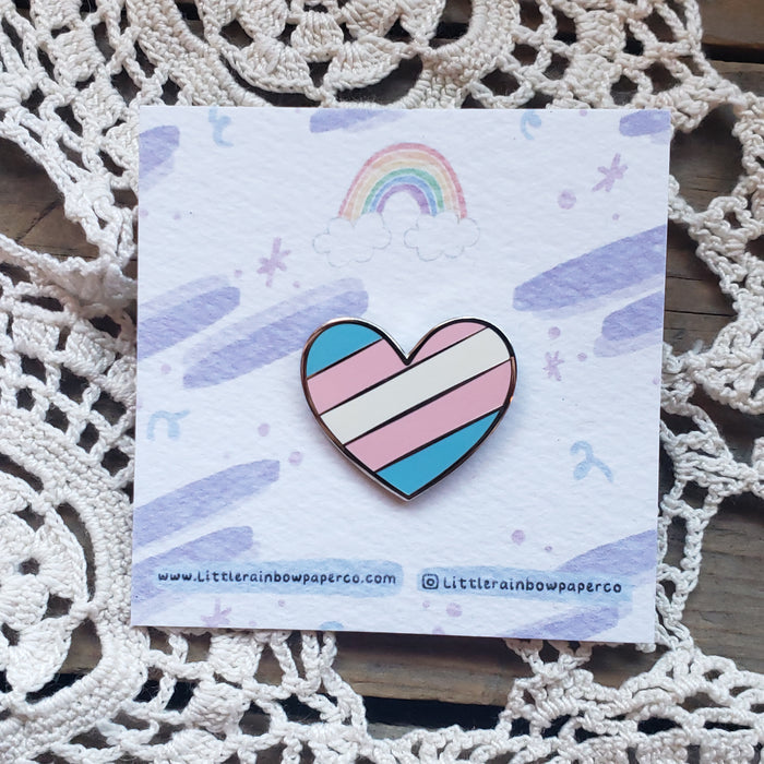 Trans Heart Enamel Pin