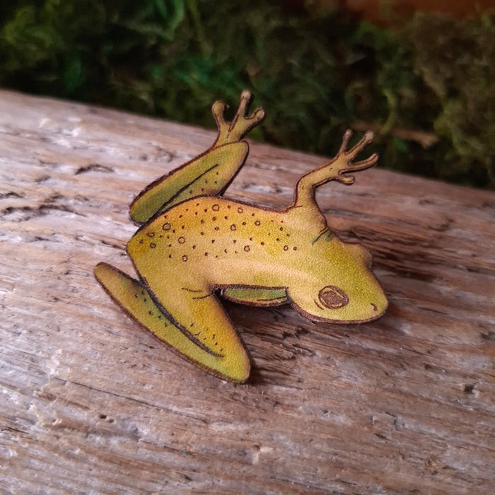Tree Frog Leather Brooch
