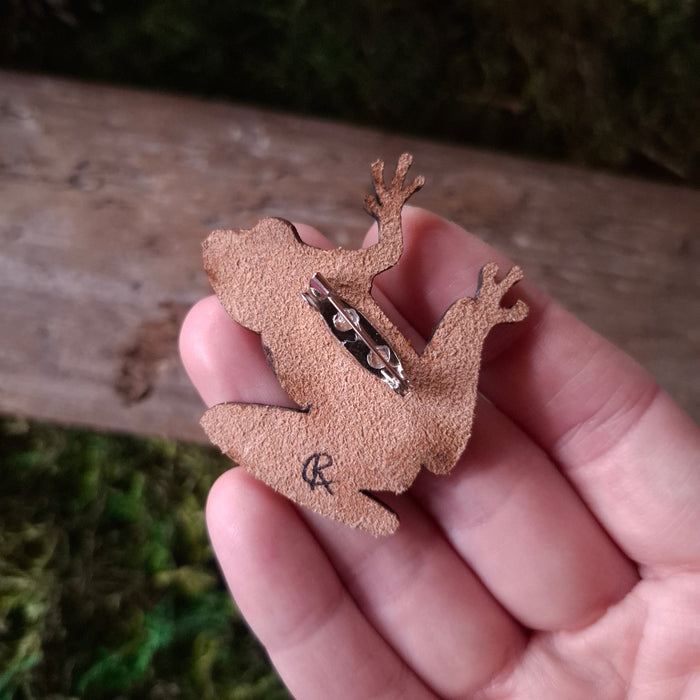 Tree Frog Leather Brooch