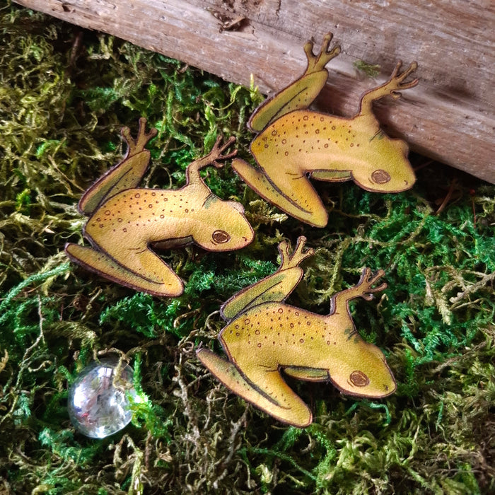 Tree Frog Leather Brooch