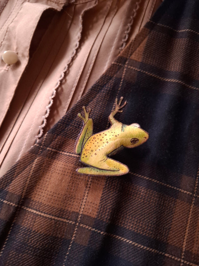 Tree Frog Leather Brooch