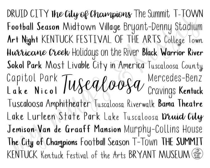 Tuscaloosa, AL Digital Download