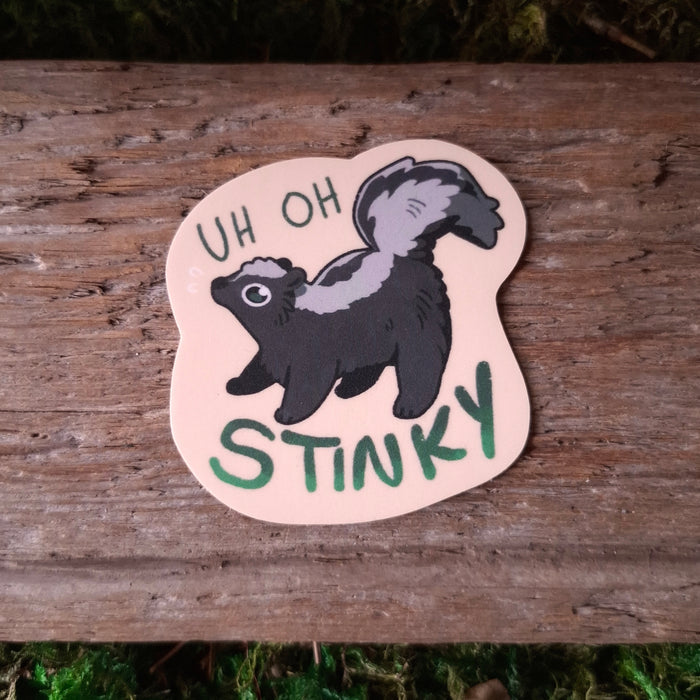 "Uh Oh Stinky" Skunk Vinyl Sticker