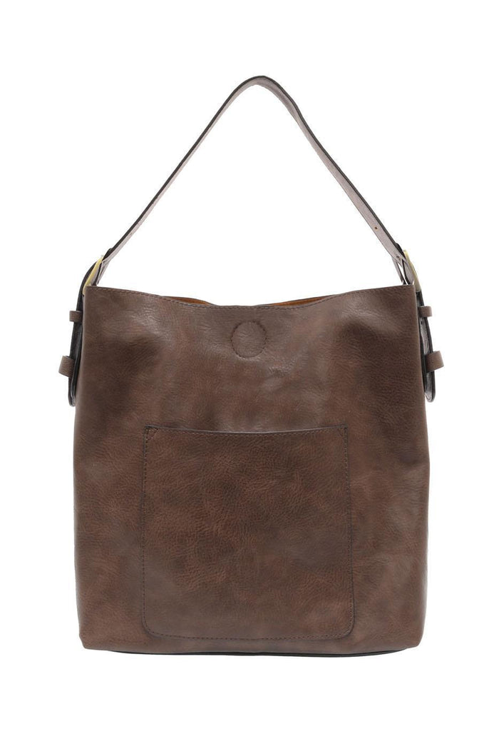 Umber Brown Handle Hobo Handbag