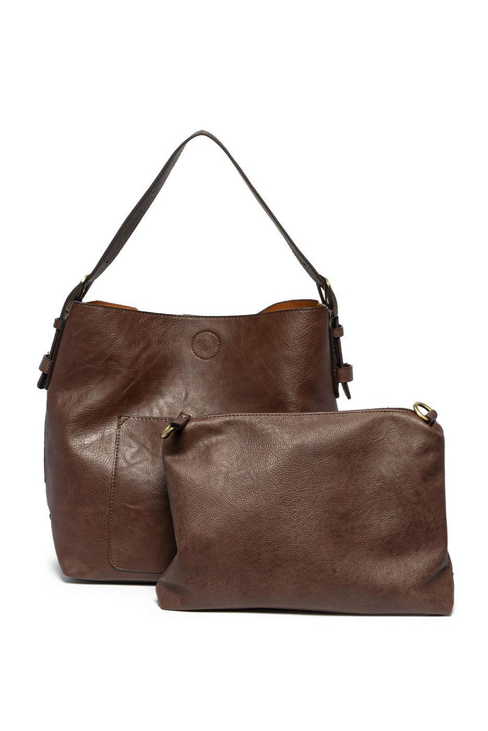 Umber Brown Handle Hobo Handbag